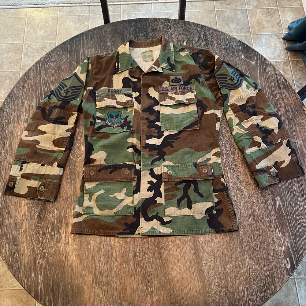 Authentic U.S. Military Air Force Woodland Camo Master Sergeant Uniform Top